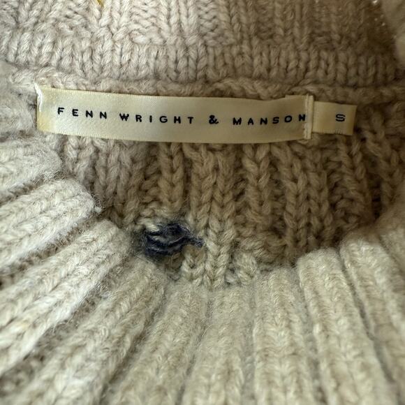 Fenn Wright Manson Wool Cable Knit Cropped Turtleneck Sweater Women's Size S - Picture 5 of 10